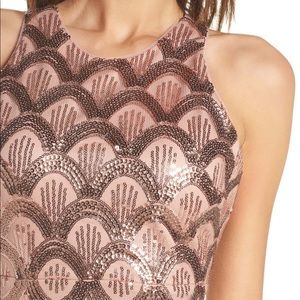 Rose/Gold Sequin long formal gown NEW w/tags